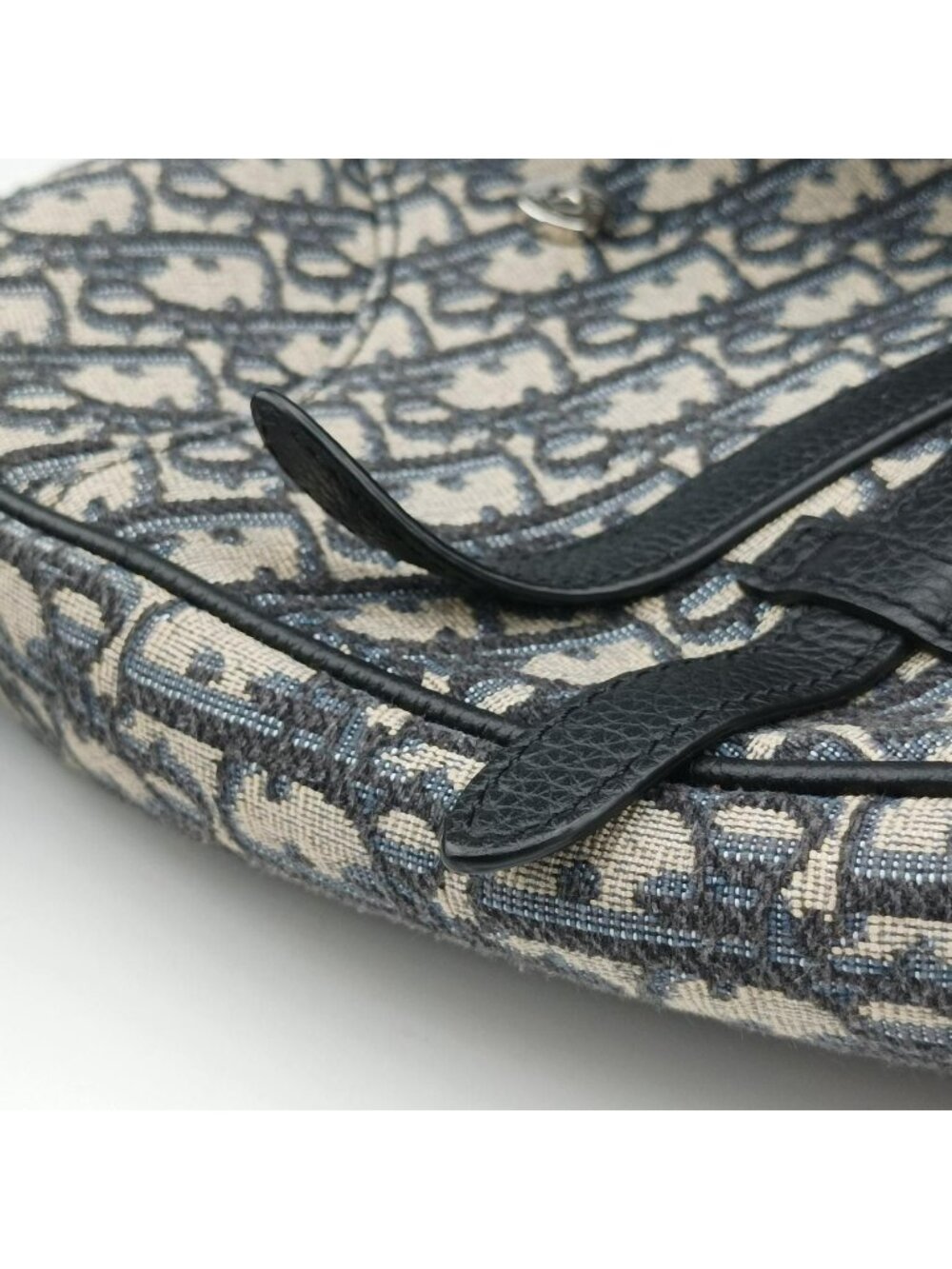 Dior Saddle Bag Gray Navy Black Jacquard Leather - Picture 15 of 15